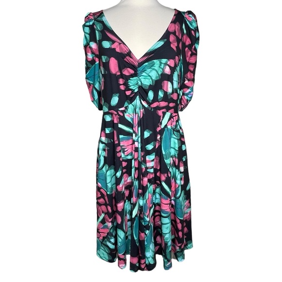 Torrid 1 Mini Studio Knit Cinch Front Skater Dress butterfly print - Picture 1 of 10